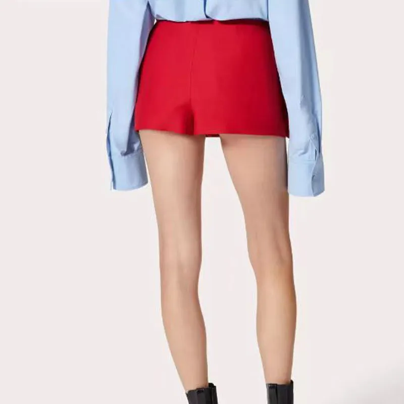 3D FLOWER  EMBELLISHED SKIRT IN RED