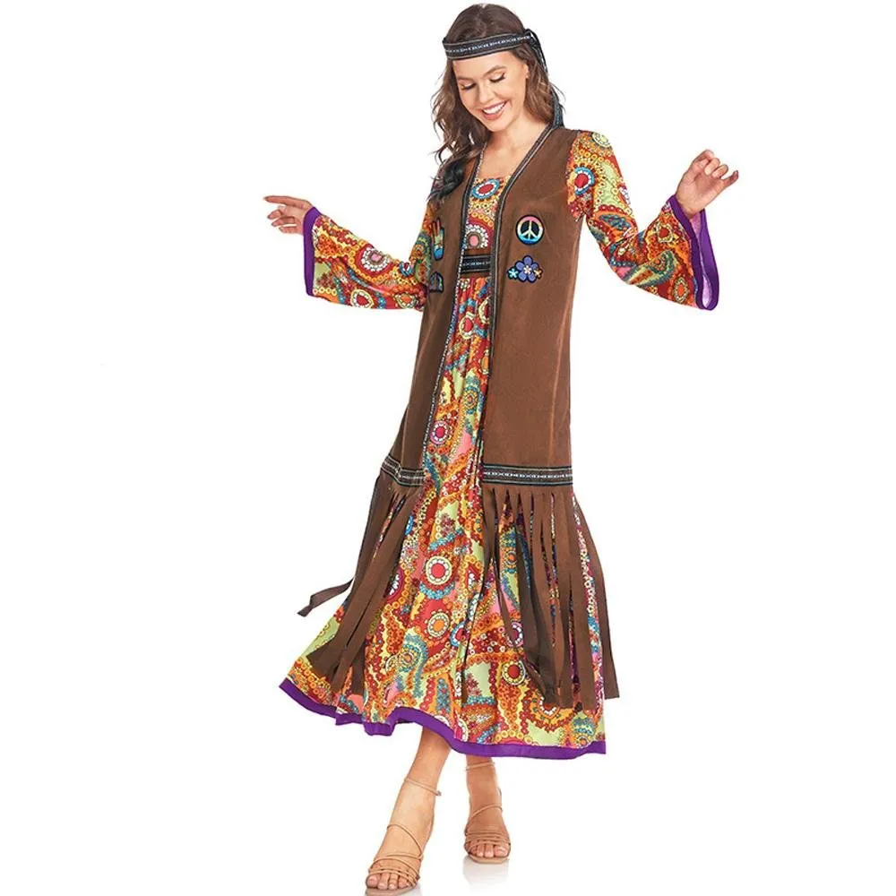 60-70s Retro Disco Hippie Halloween Costume Carnival Ballroom Performance Costume