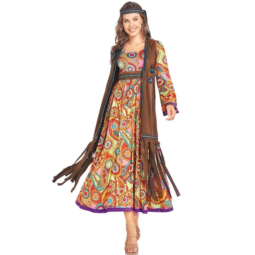 60-70s Retro Disco Hippie Halloween Costume Carnival Ballroom Performance Costume