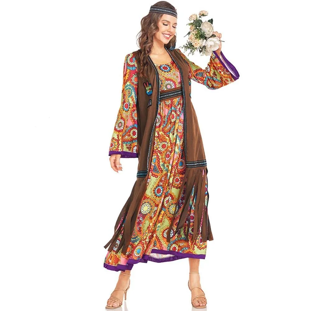 60-70s Retro Disco Hippie Halloween Costume Carnival Ballroom Performance Costume
