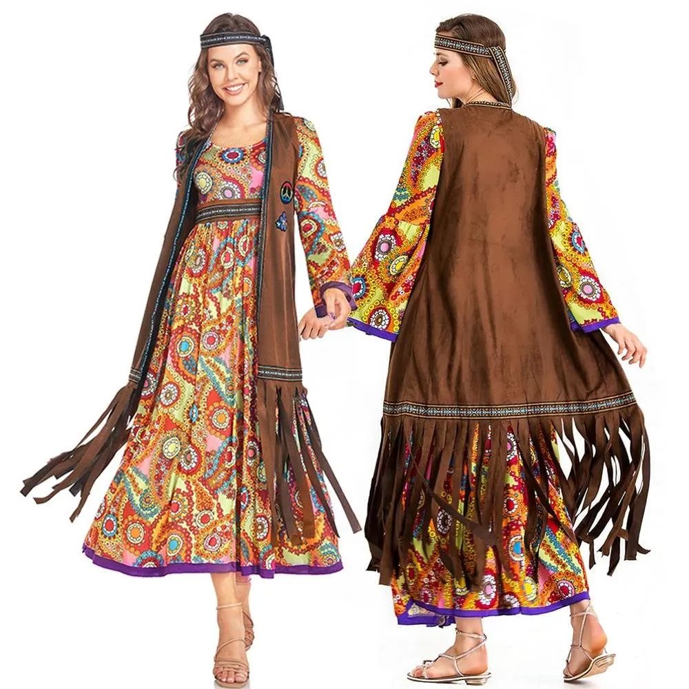 60-70s Retro Disco Hippie Halloween Costume Carnival Ballroom Performance Costume