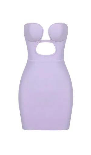 BANDEAU BANDAGE MINI DRESS IN LILAC