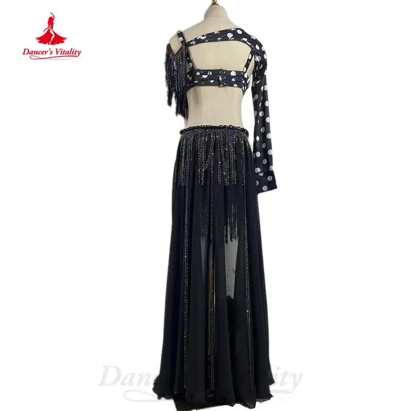 Belly Dance Costume Women Custom Bra sleeves long Skirt 3pcs Oriental Dance Clothing for Girl's Bellydance Performance Outfit