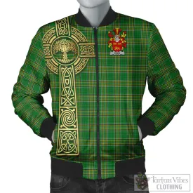 Brien Irish Clan Tartan Bomber Jacket with Coat of Arms Celtic Tree of Life Style
