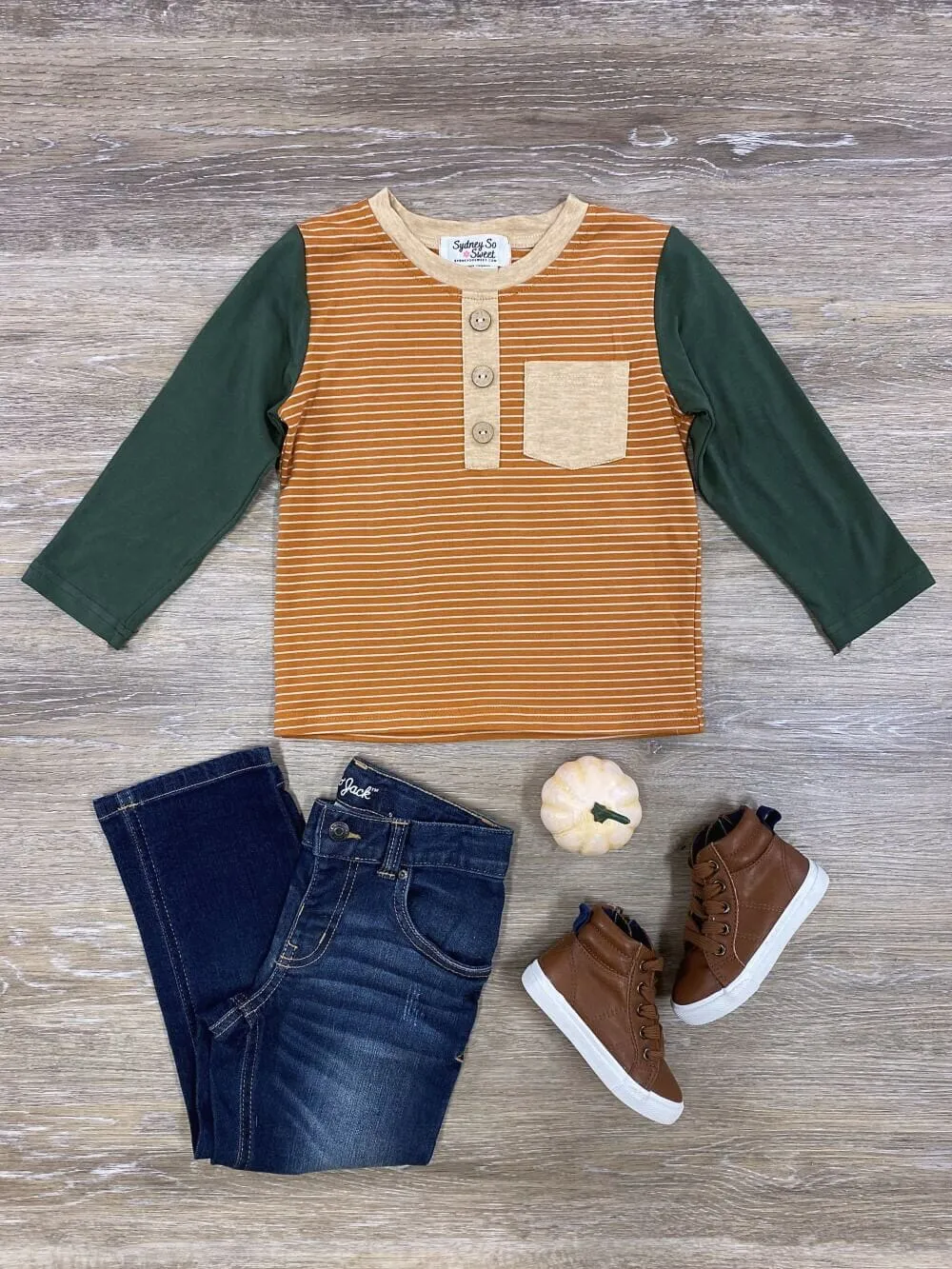Colors of Fall Boys Long Sleeve Henley Top