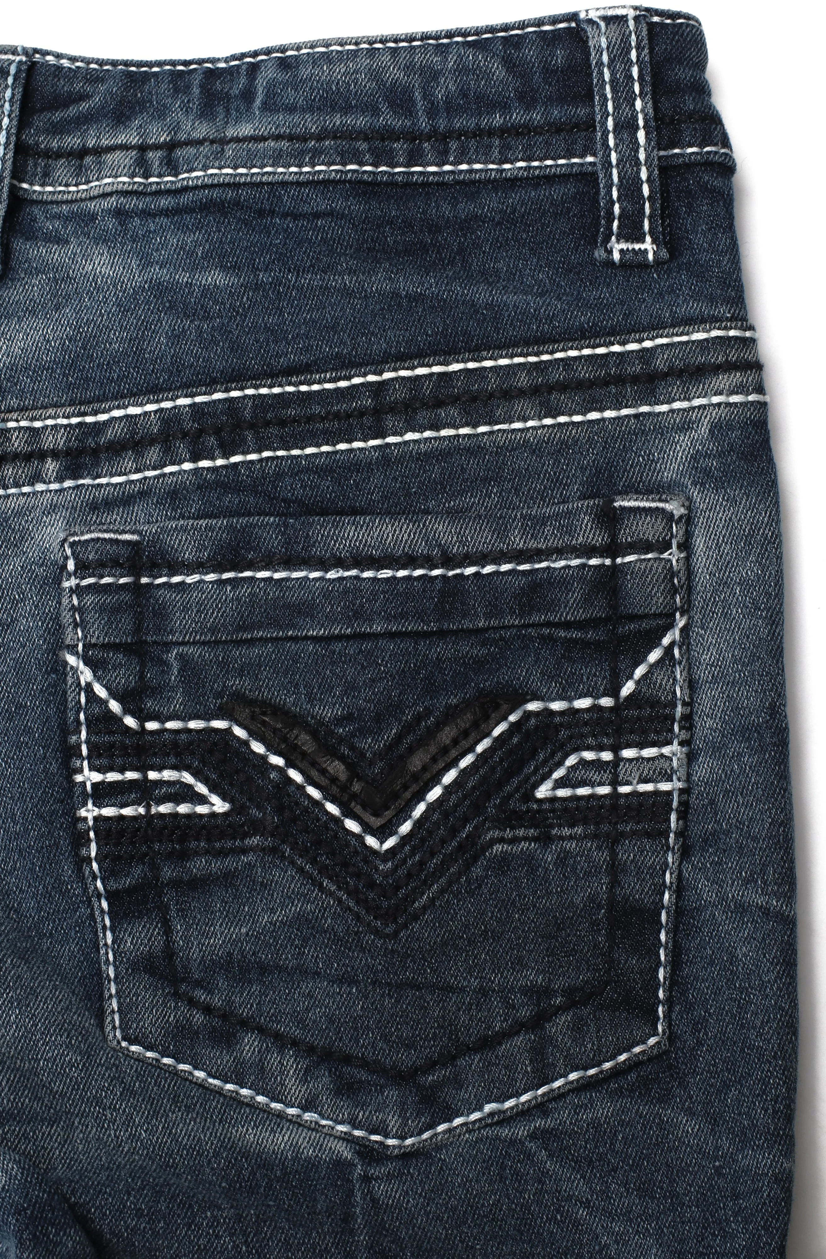 CULTURA Kid's Slim Fit Washed Saddle V Stitch Denim Pants