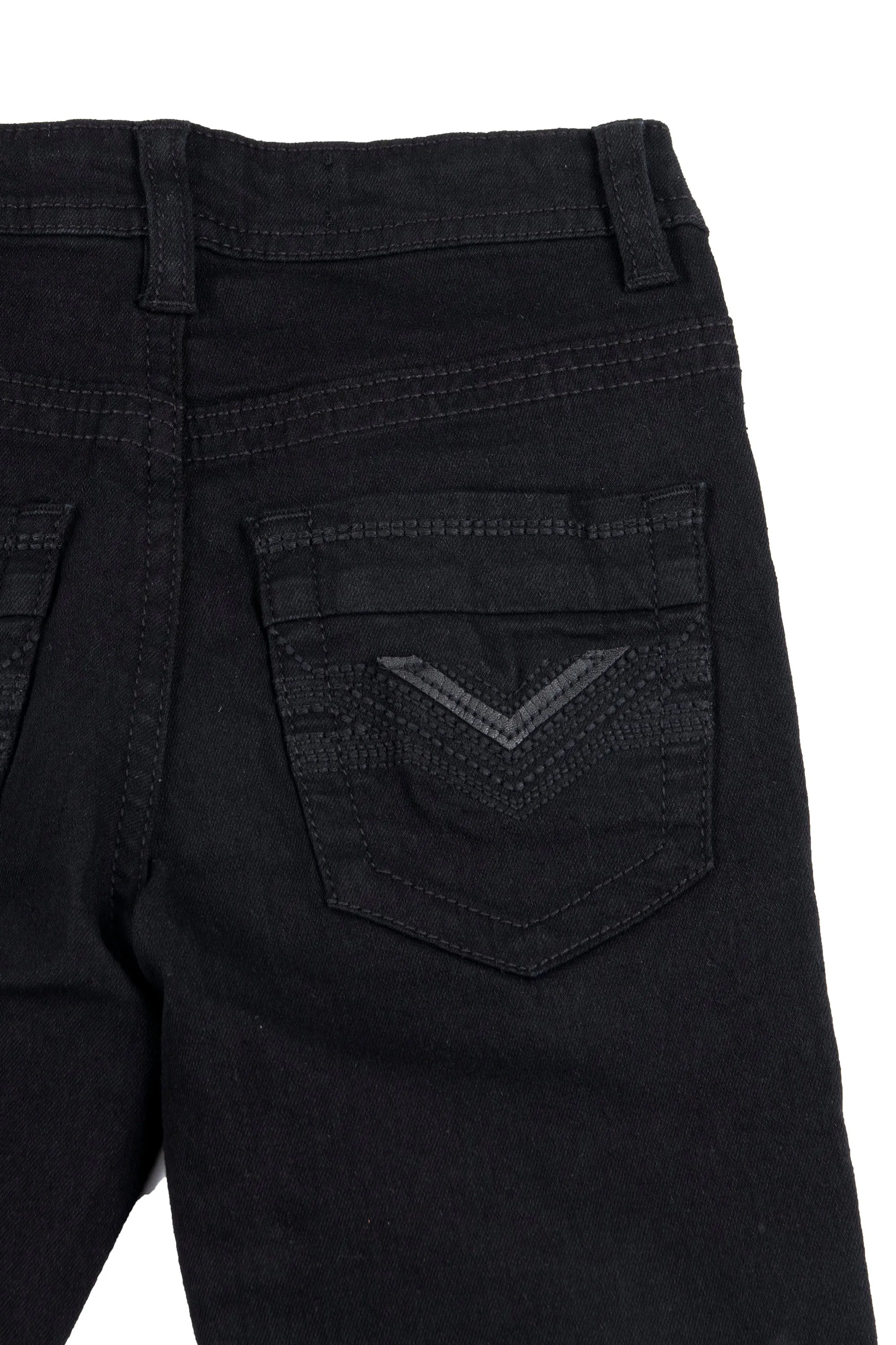 CULTURA Kid's Slim Fit Washed Saddle V Stitch Denim Pants