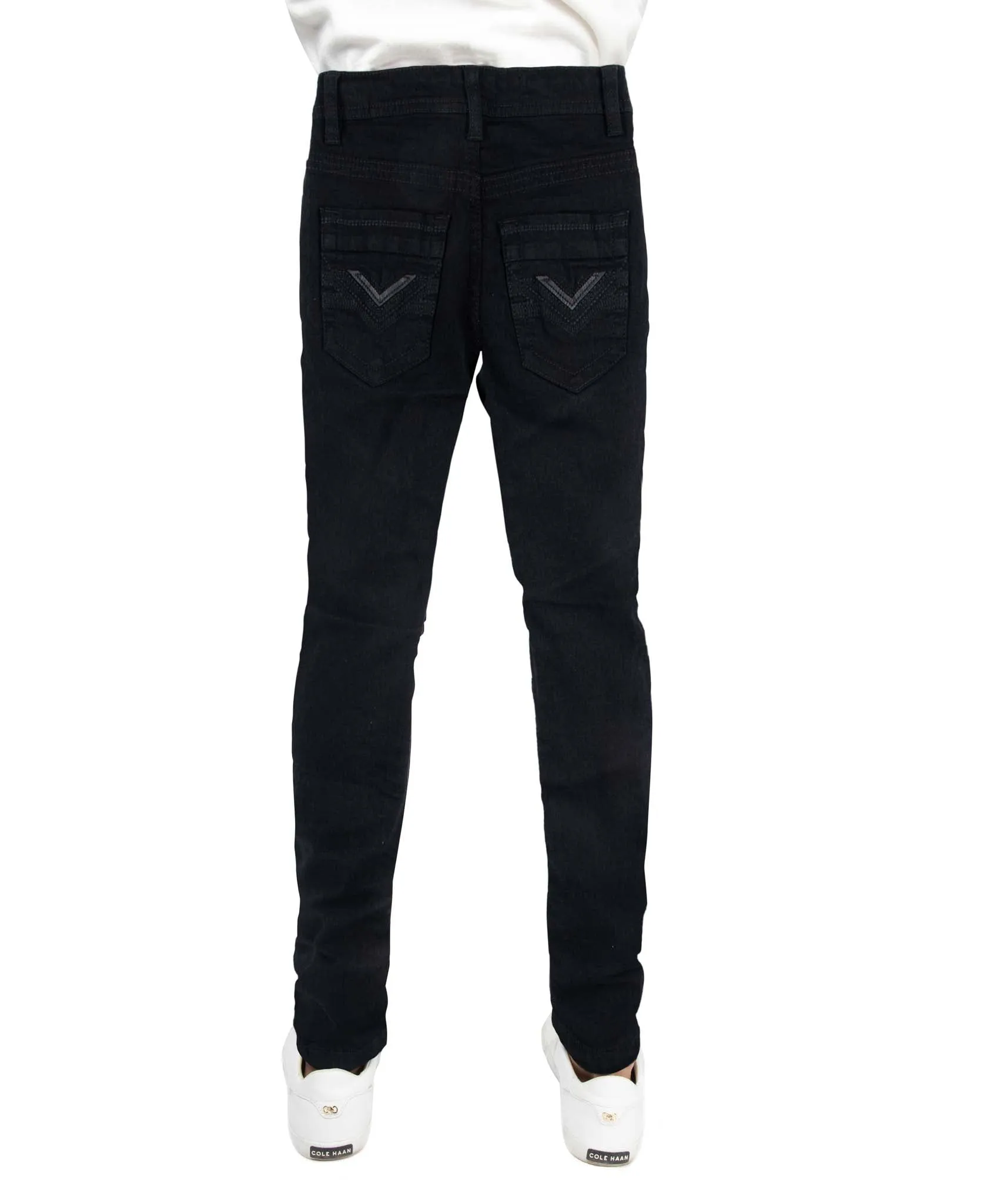 CULTURA Kid's Slim Fit Washed Saddle V Stitch Denim Pants