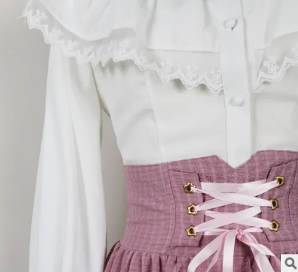 Edwardian Style Top & Lace up Skirt Set