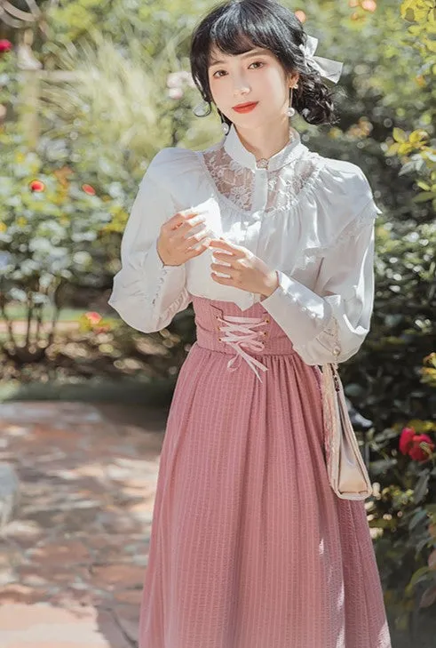 Edwardian Style Top & Lace up Skirt Set