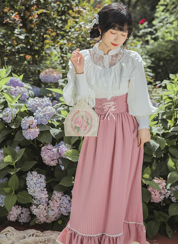 Edwardian Style Top & Lace up Skirt Set