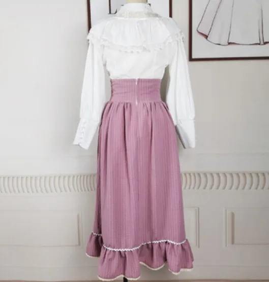 Edwardian Style Top & Lace up Skirt Set