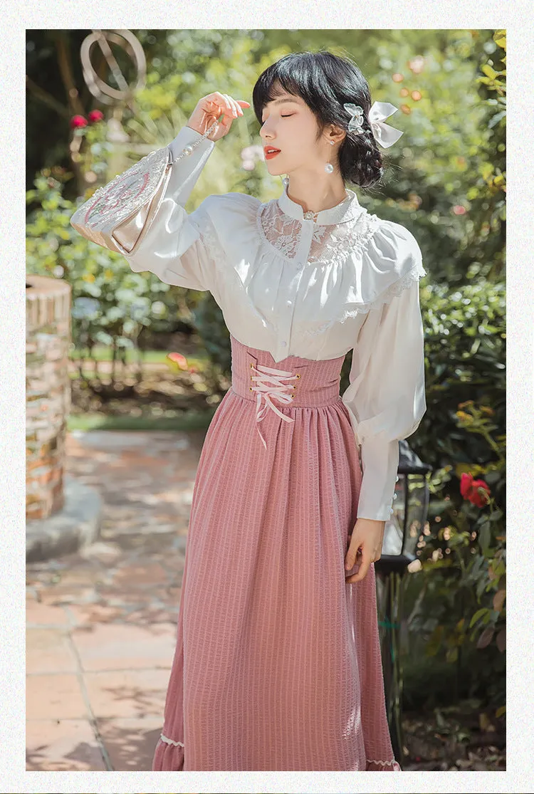 Edwardian Style Top & Lace up Skirt Set