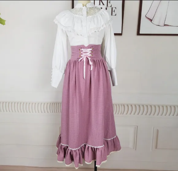 Edwardian Style Top & Lace up Skirt Set