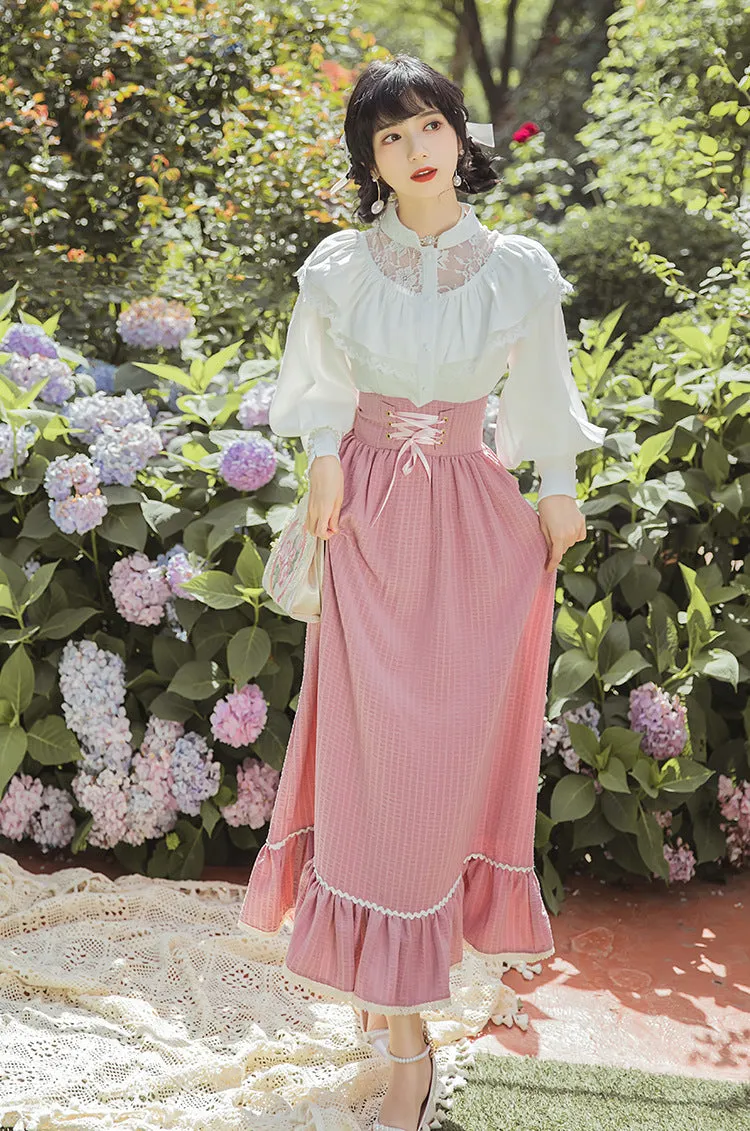 Edwardian Style Top & Lace up Skirt Set