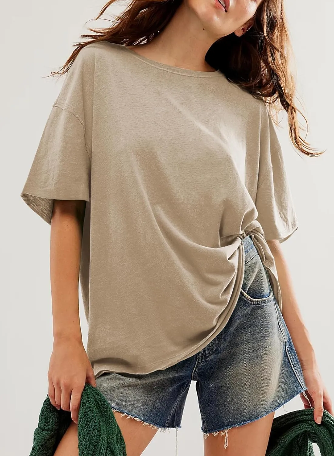EVALESS Womens Fashion Summer Tops 2025 Crewneck Short Sleeve T Shirts