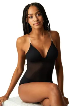 Girls Plunge Neck Mesh Midriff Leotard
