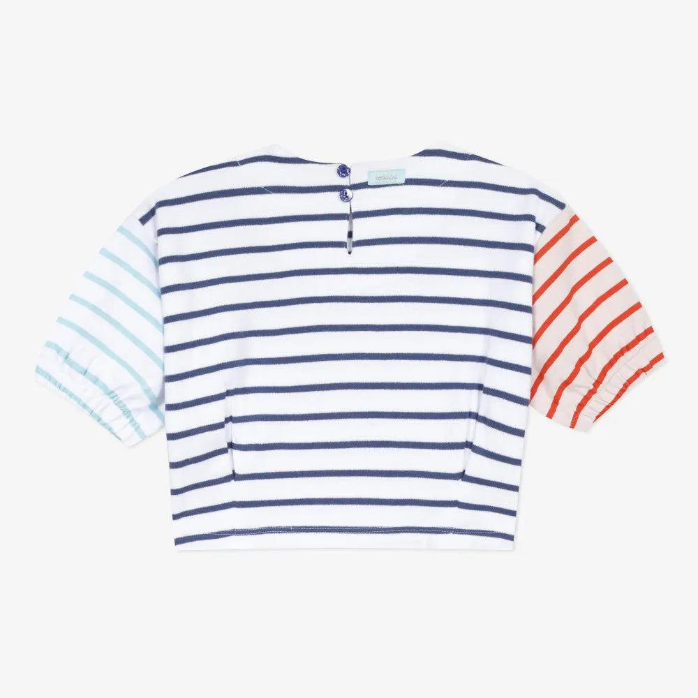 Girls' stripped cropped T-shirt