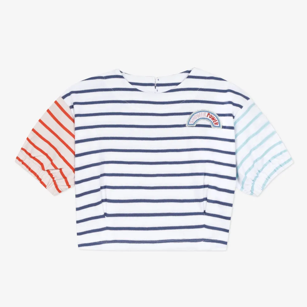 Girls' stripped cropped T-shirt