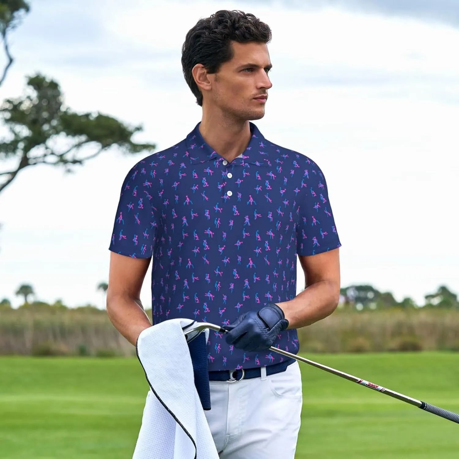 Golf Shirts for Men,Dry Fit Athletic Short Sleeve Polo Shirts,Performance 4 Way Stretch Golf Polos with UPF 50