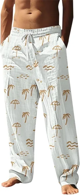 Hawaiian Ocean Wave Sweatpants for Men Lightweight Beachwear Lounge Pants Comfy Relaxed Fit Tropical Vacation Pants