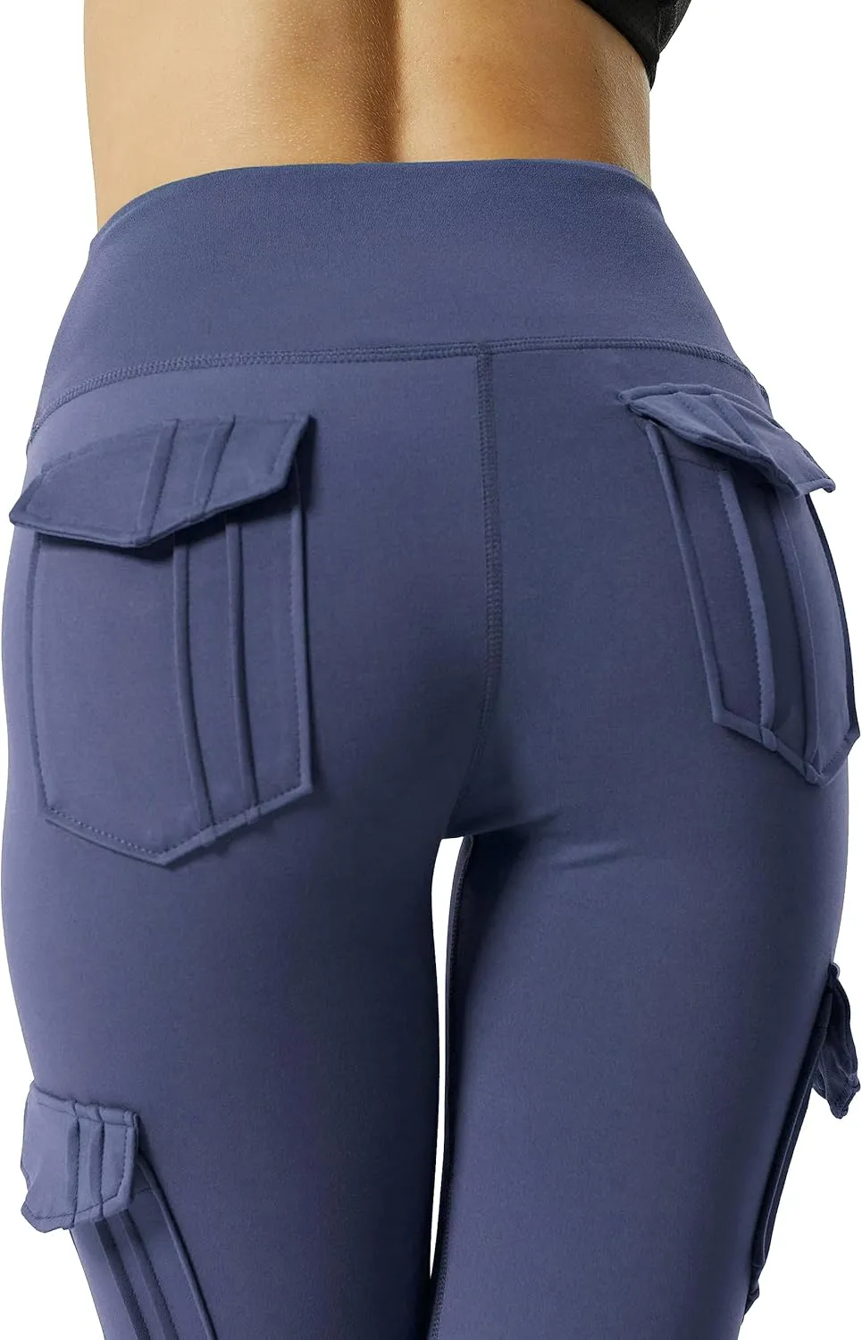 JEGGE High Waist Yoga Leggings with 4 Pockets,Tummy Control Workout Running 4 Way Stretch Cargo Pocket Leggings