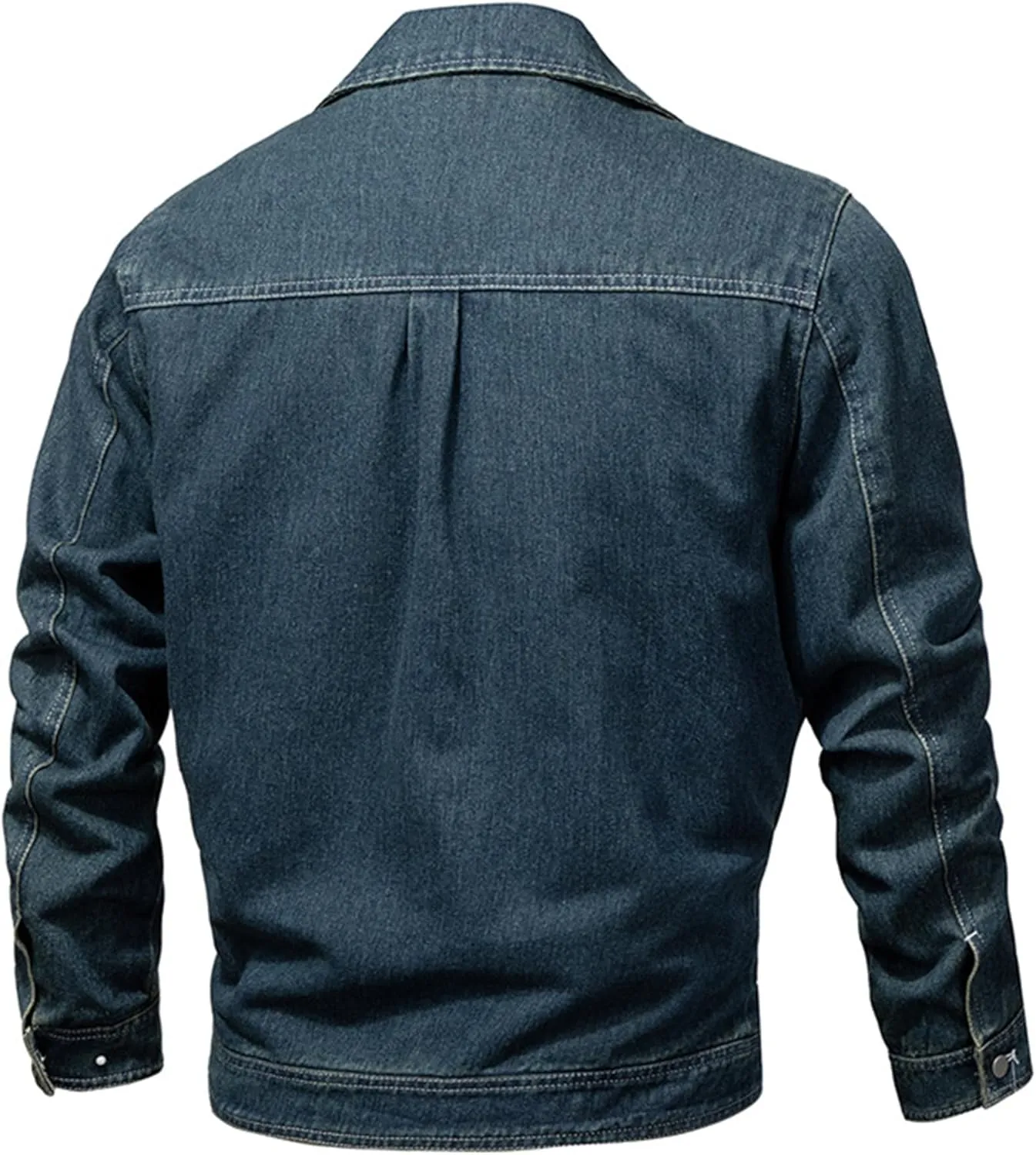 JEKE-DG Men's Casual Comfort Cargo Jean Jacket Lined Fashion Trucker Denim Jackets Fashion Washed Regular Fit Jean Coat
