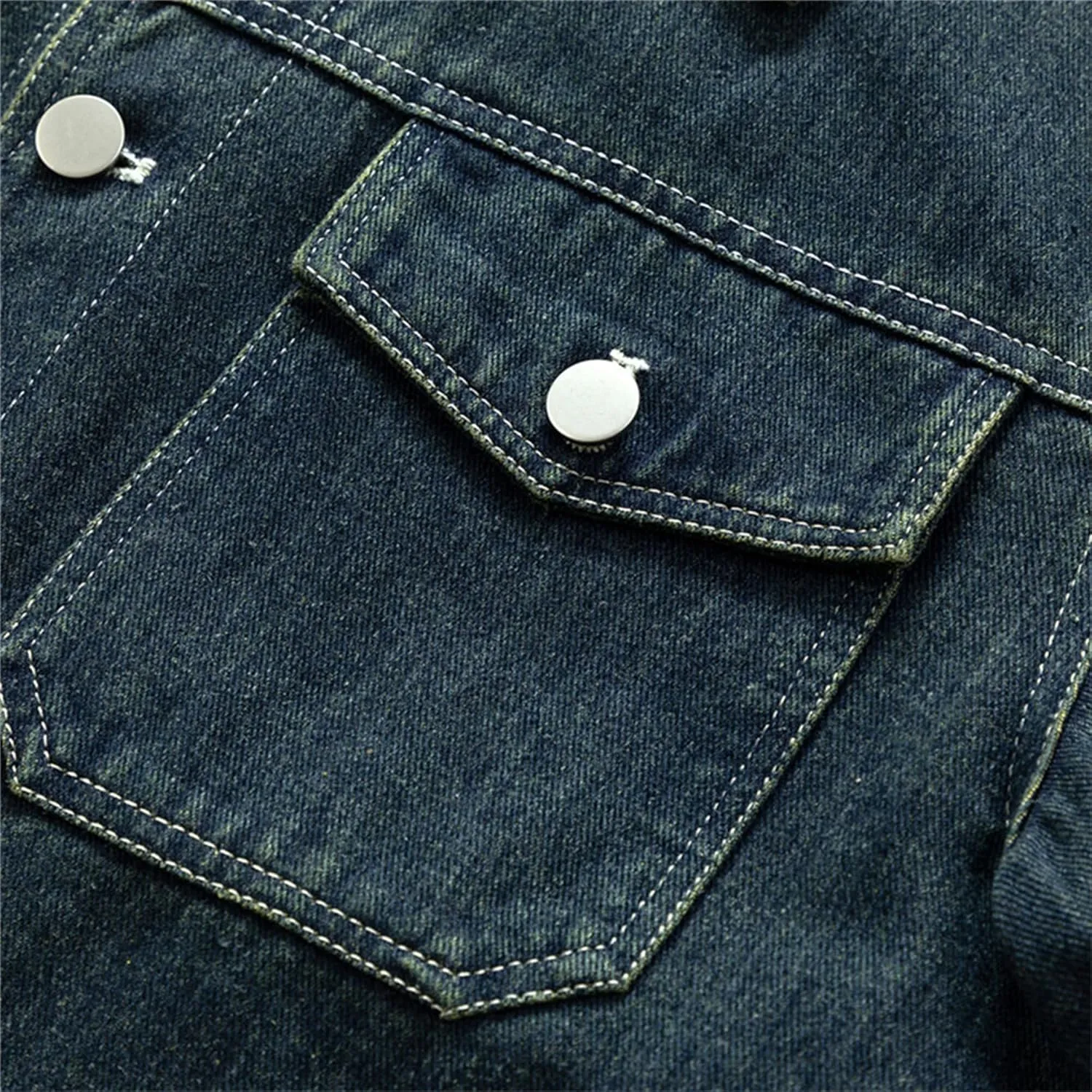 JEKE-DG Men's Casual Comfort Cargo Jean Jacket Lined Fashion Trucker Denim Jackets Fashion Washed Regular Fit Jean Coat