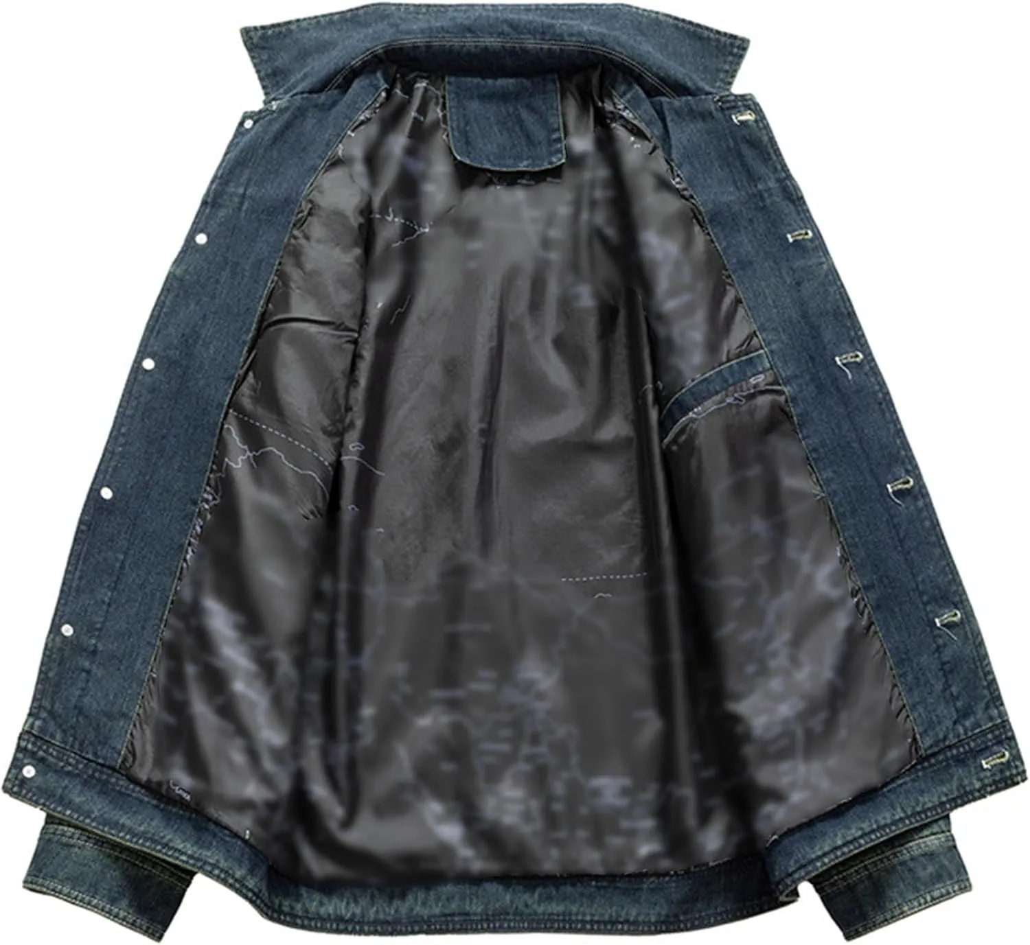 JEKE-DG Men's Casual Comfort Cargo Jean Jacket Lined Fashion Trucker Denim Jackets Fashion Washed Regular Fit Jean Coat