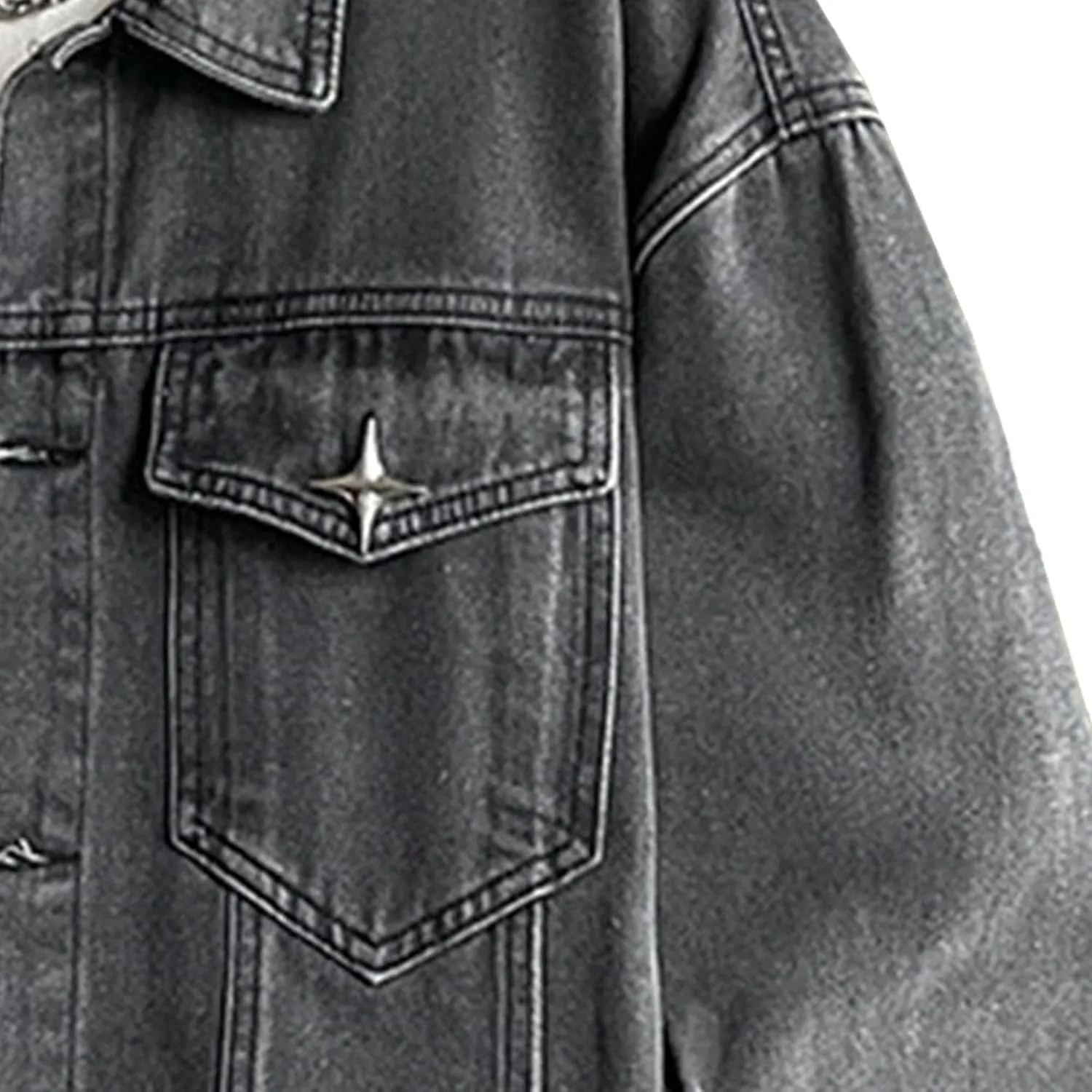 JEKE-DG Men's Relaxed Fit Lapel Fashion Denim Jacket Washed Vintage Casual Jean Jacket Long Sleeve Biker Trucker Jean Coat