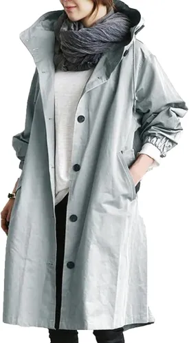 NBXNZWF Womens Rain Jackets Waterproof Lightweight Outdoor Raincoat Plus Size Active Trench Windbreaker Jacket with Hood