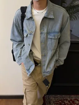 Nine Washed Flap Pockets Denim Jacket
