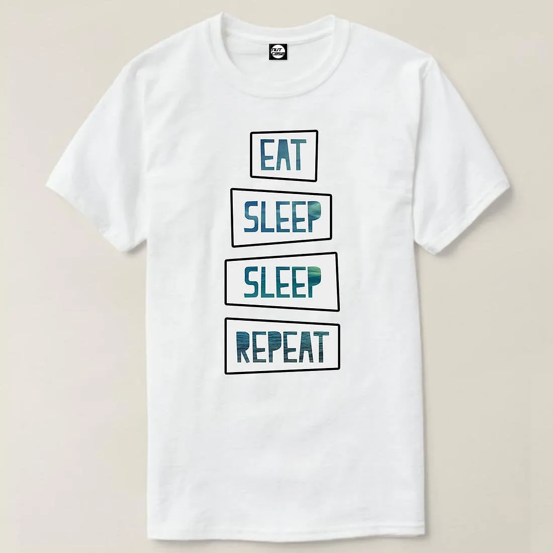 Nutcase Designer Round Neck Men's T-Shirt Wrinkle-Free Poly Cotton Tees - Eat Sleep Repeat