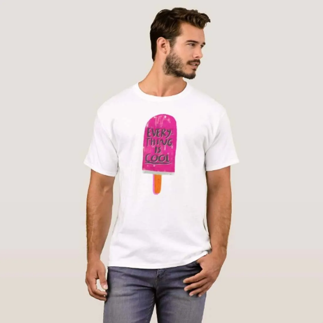 Nutcase Designer Round Neck Men's T-Shirt Wrinkle-Free Poly Cotton Tees - Everything is Cool