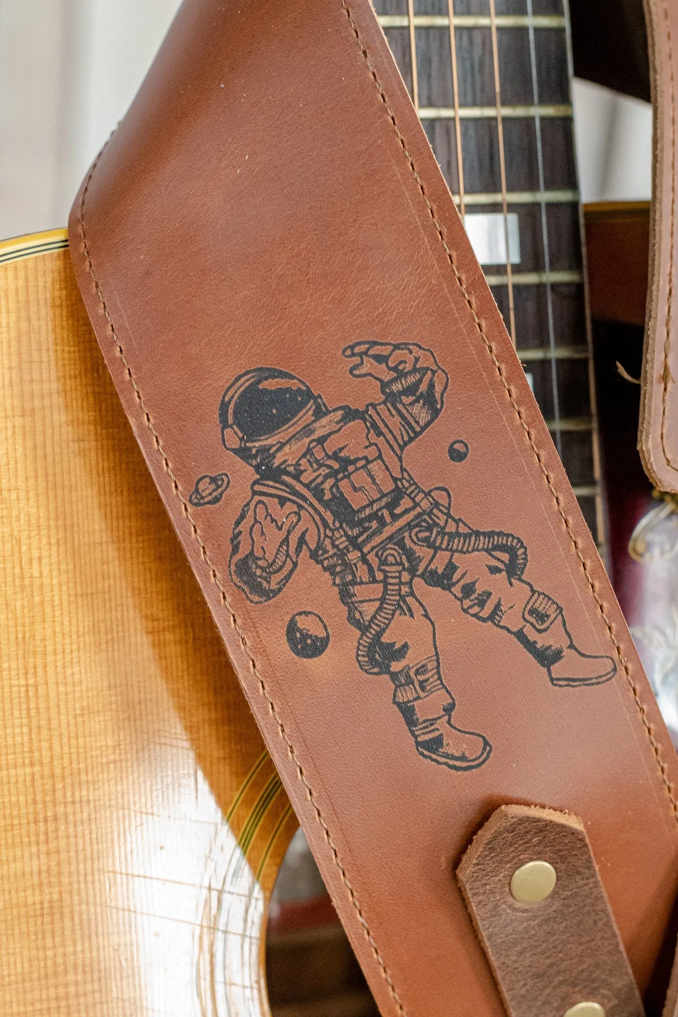 Personalized Leather Banjo Strap |  Handmade Guitar Strap