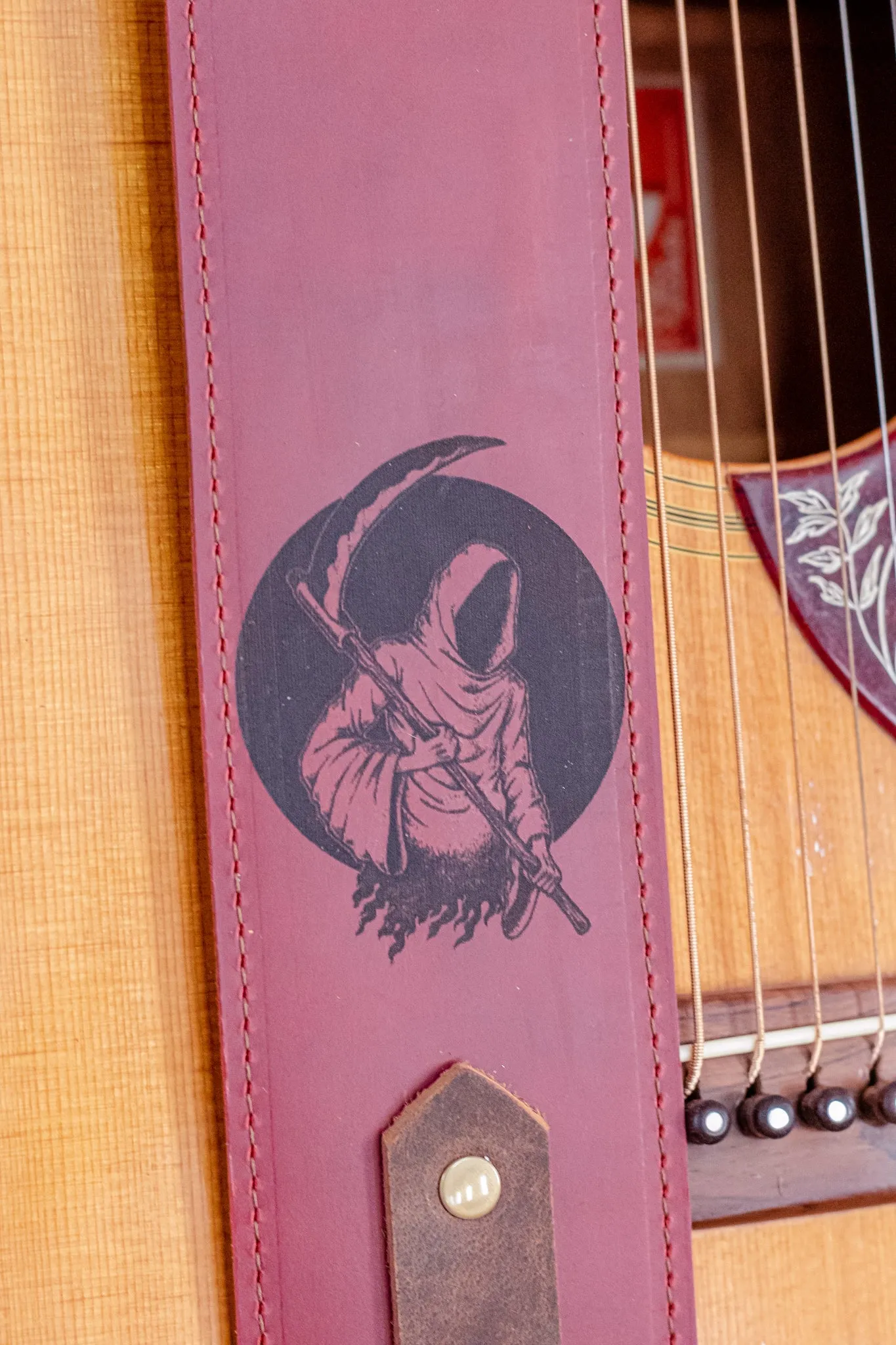 Personalized Leather Banjo Strap |  Handmade Guitar Strap