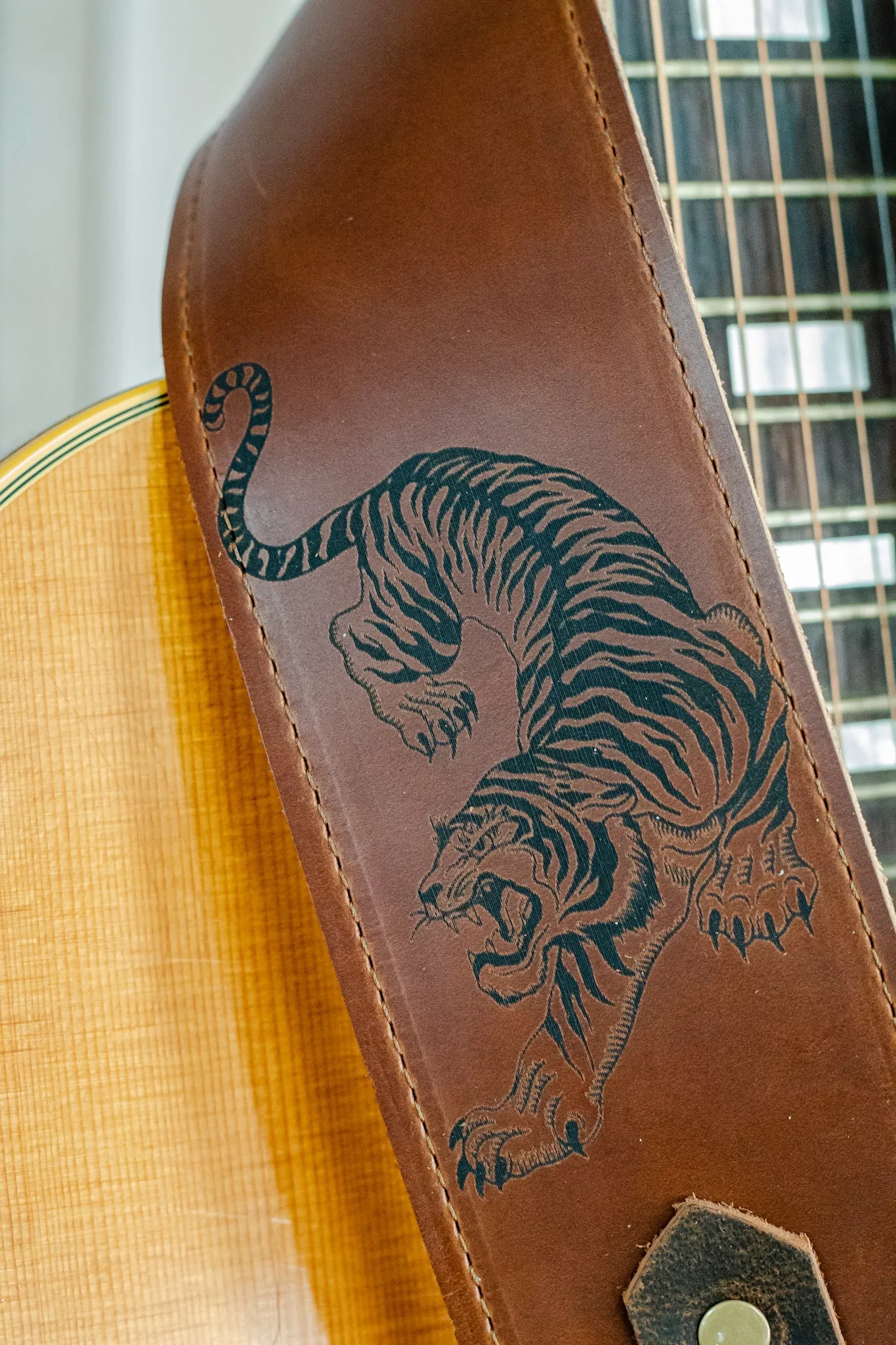 Personalized Leather Banjo Strap |  Handmade Guitar Strap