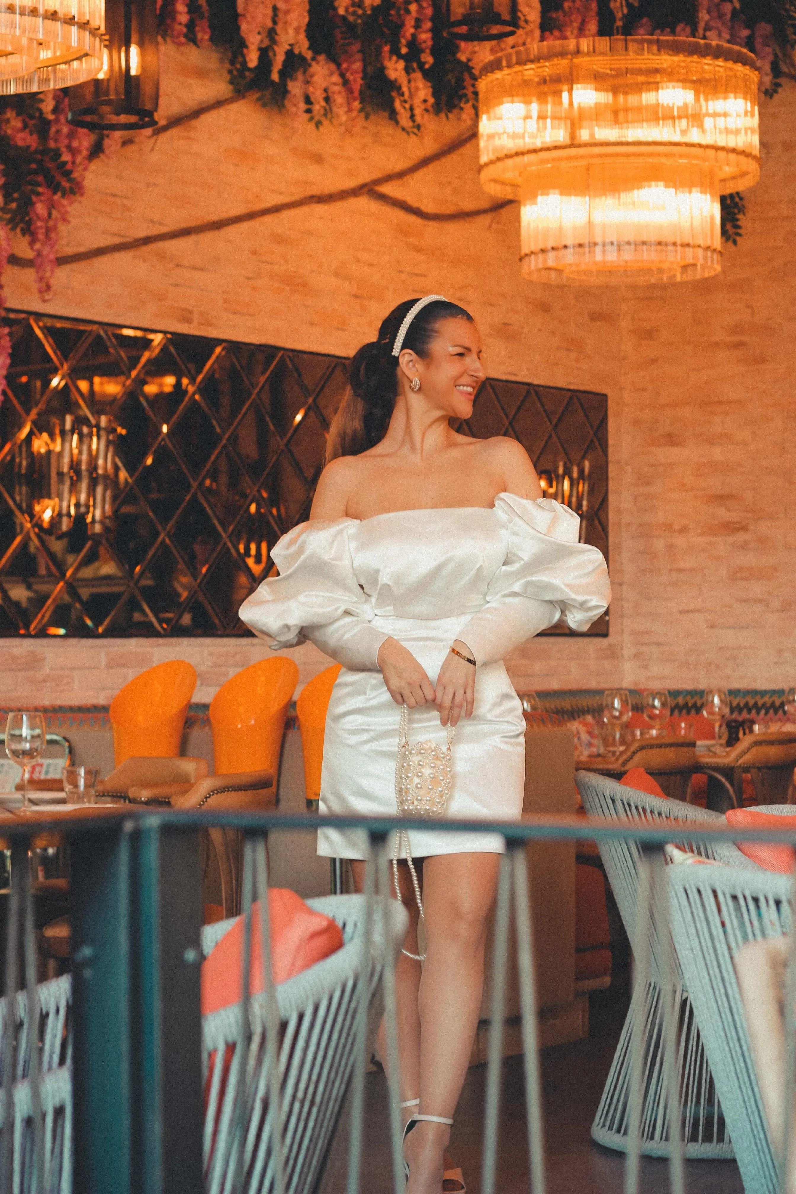 Puff Sleeve Satin Mini Wedding Dress