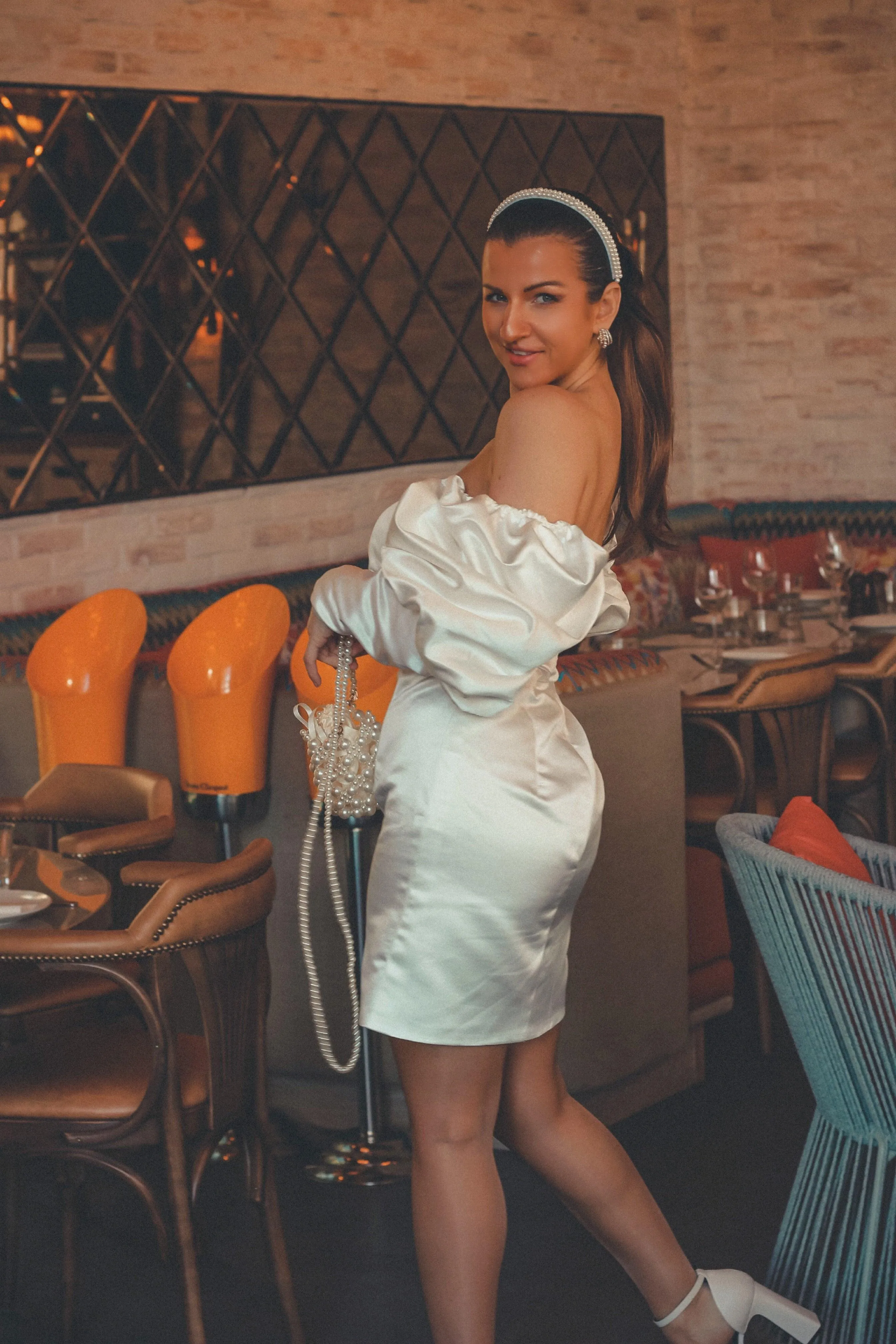 Puff Sleeve Satin Mini Wedding Dress