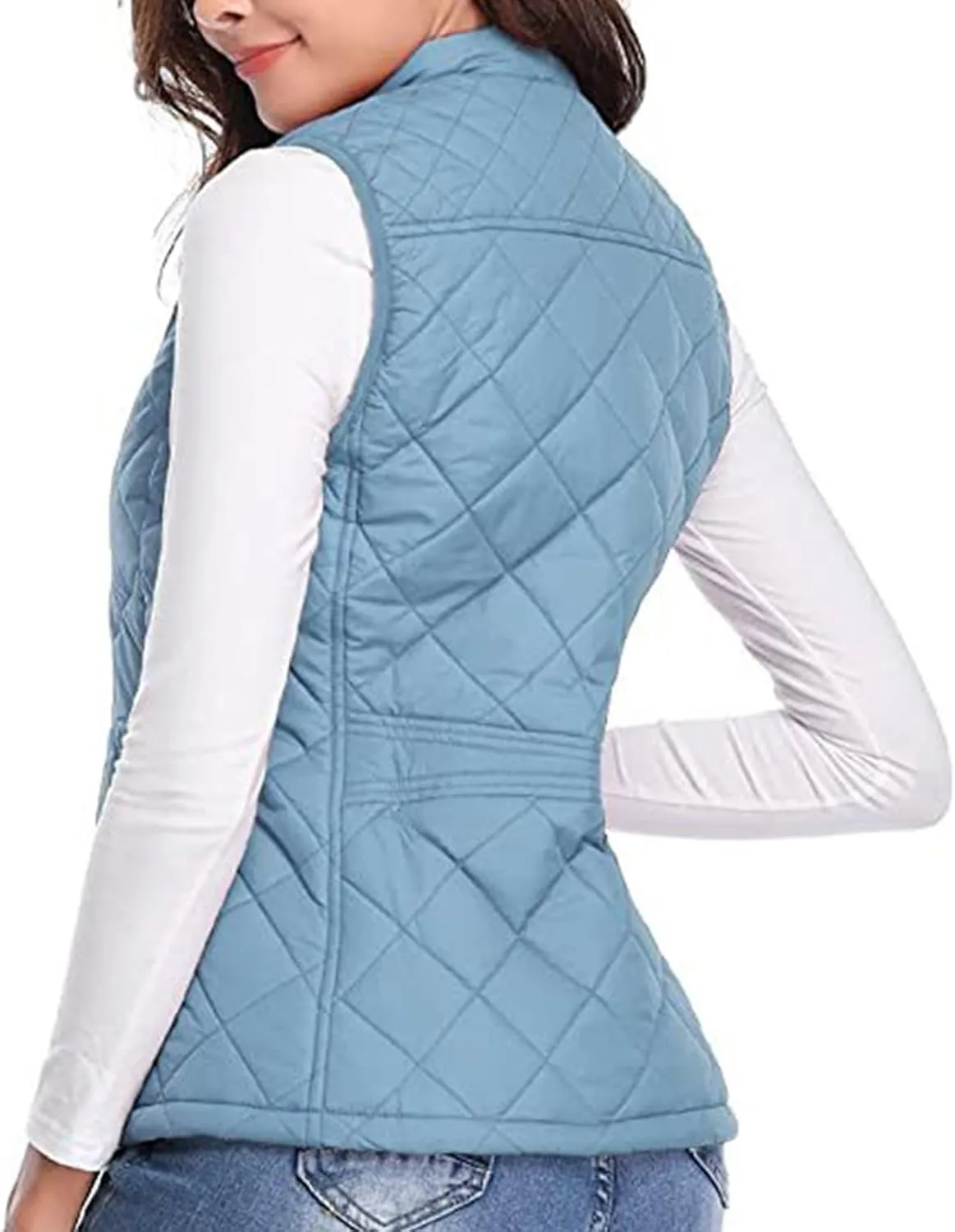 Puffer Vest Women Stand Collar Lightweight Gilet Quilted Zip Vest Sleeveless Winter Down Jackets Warm Vests Outerwear