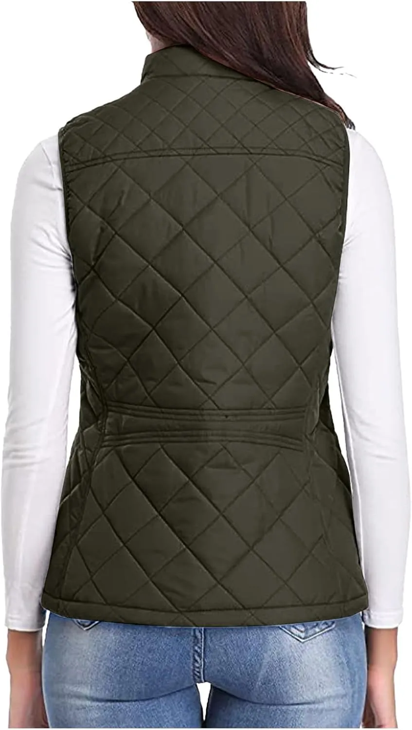 Puffer Vest Women Stand Collar Lightweight Gilet Quilted Zip Vest Sleeveless Winter Down Jackets Warm Vests Outerwear