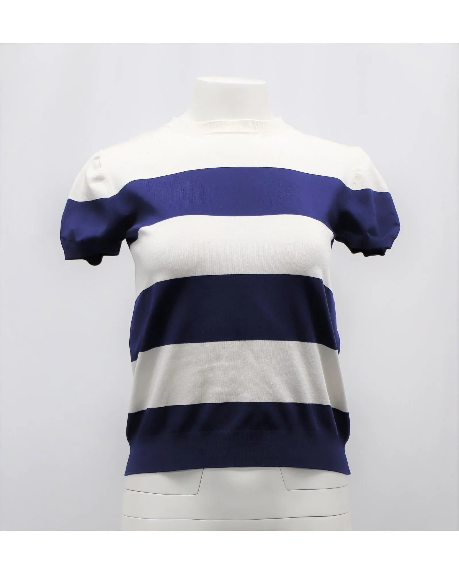 Ralph Lauren Purple Label Striped T-Shirt in White Viscose