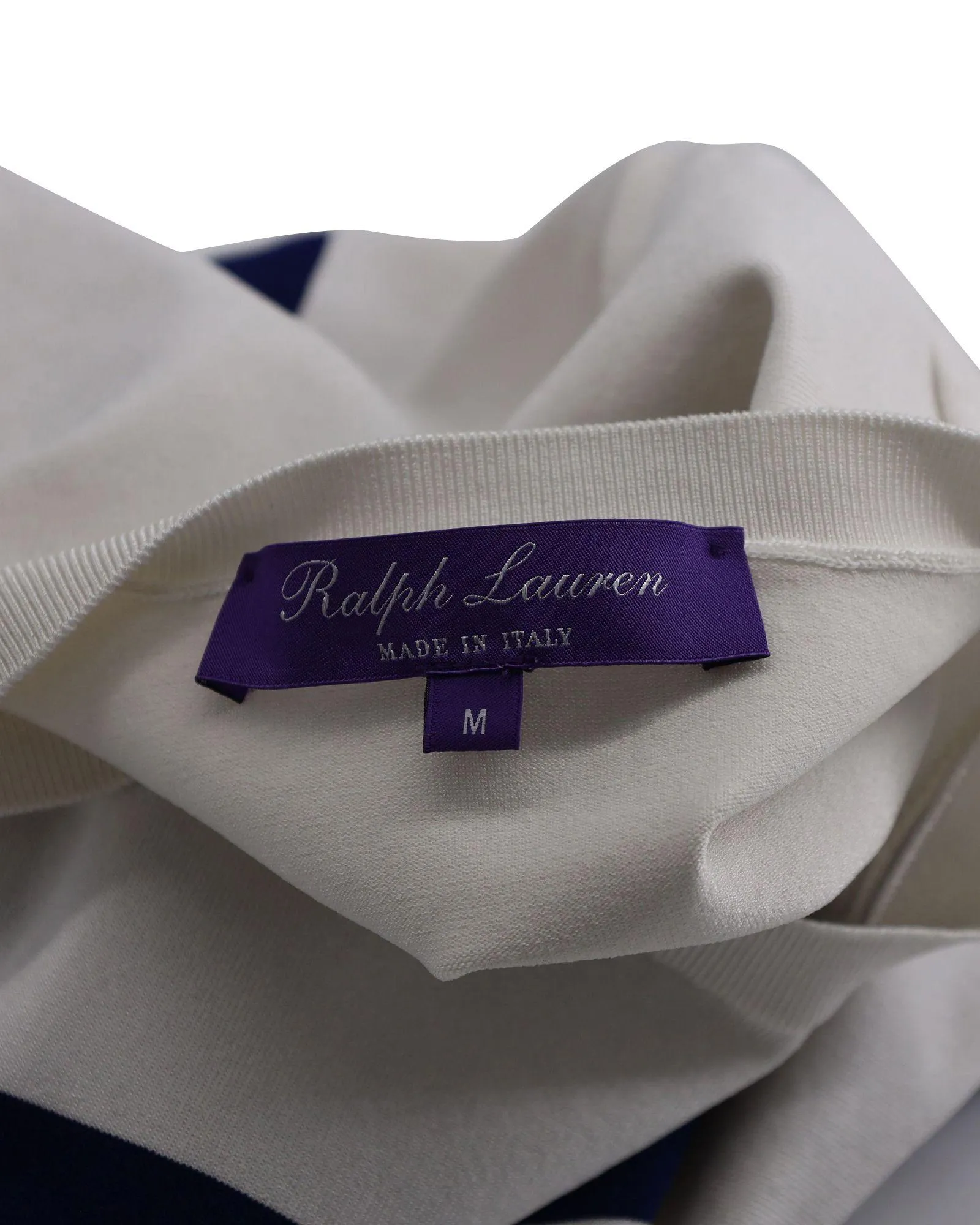 Ralph Lauren Purple Label Striped T-Shirt in White Viscose
