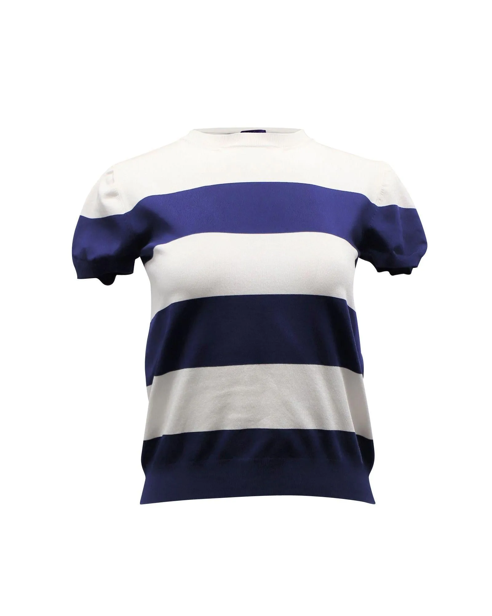 Ralph Lauren Purple Label Striped T-Shirt in White Viscose