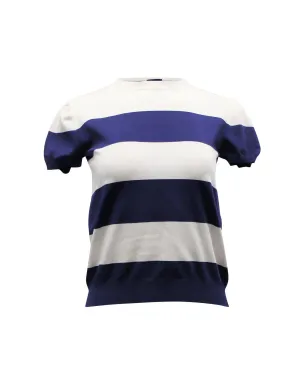 Ralph Lauren Purple Label Striped T-Shirt in White Viscose