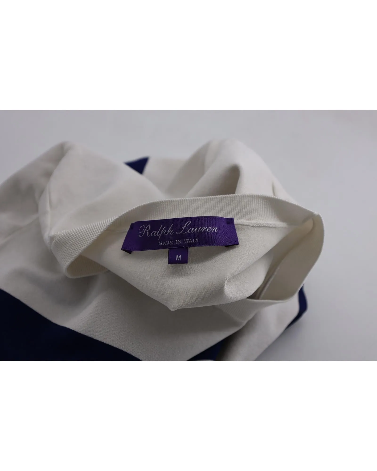 Ralph Lauren Purple Label Striped T-Shirt in White Viscose