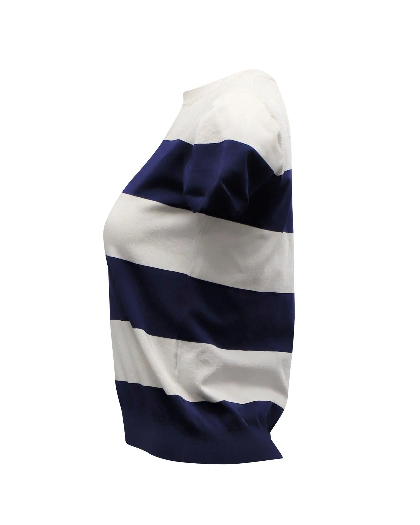 Ralph Lauren Purple Label Striped T-Shirt in White Viscose