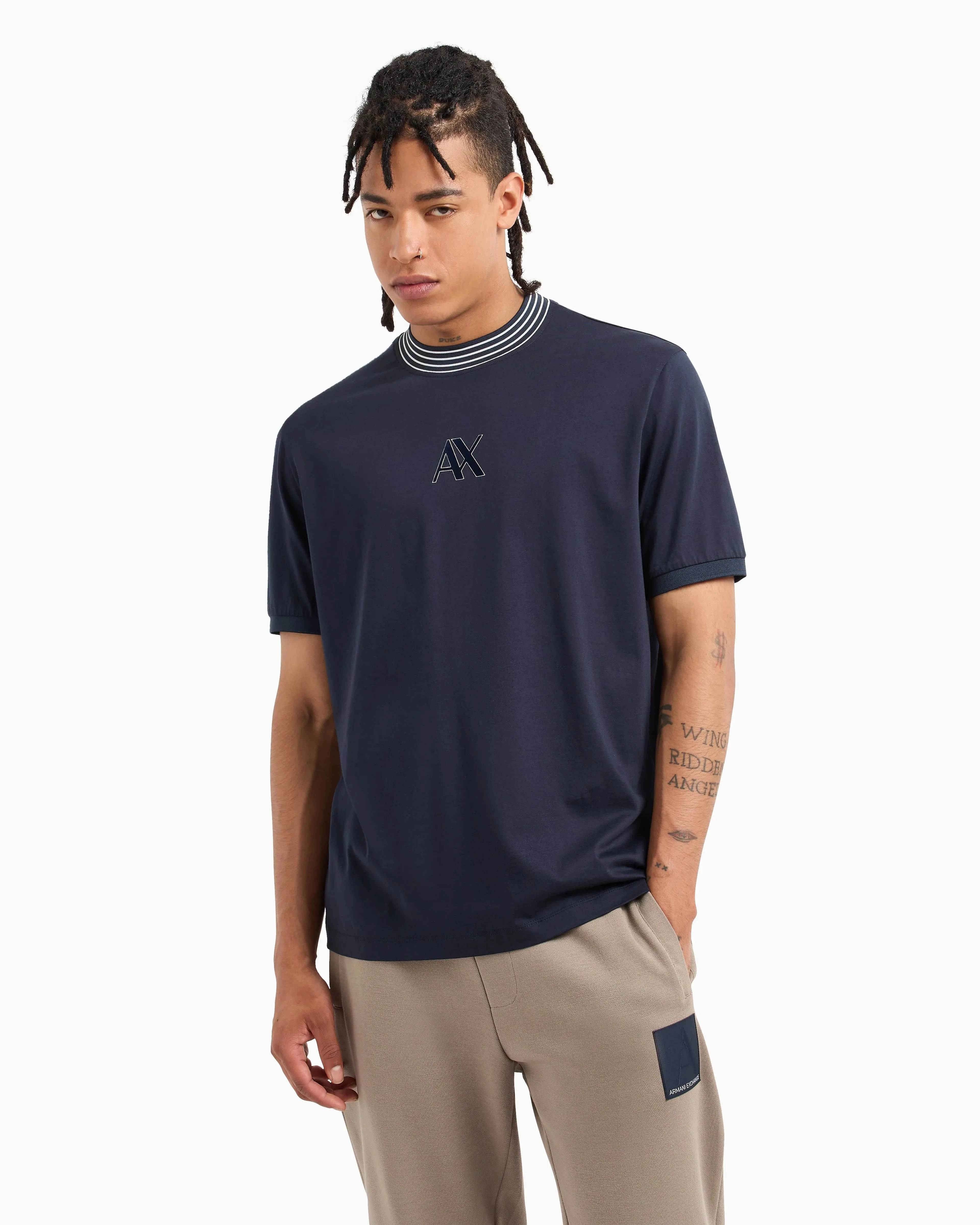 Regular Fit T-shirt With Striped (Navy) - 6DZTJCZJ9AZ1510