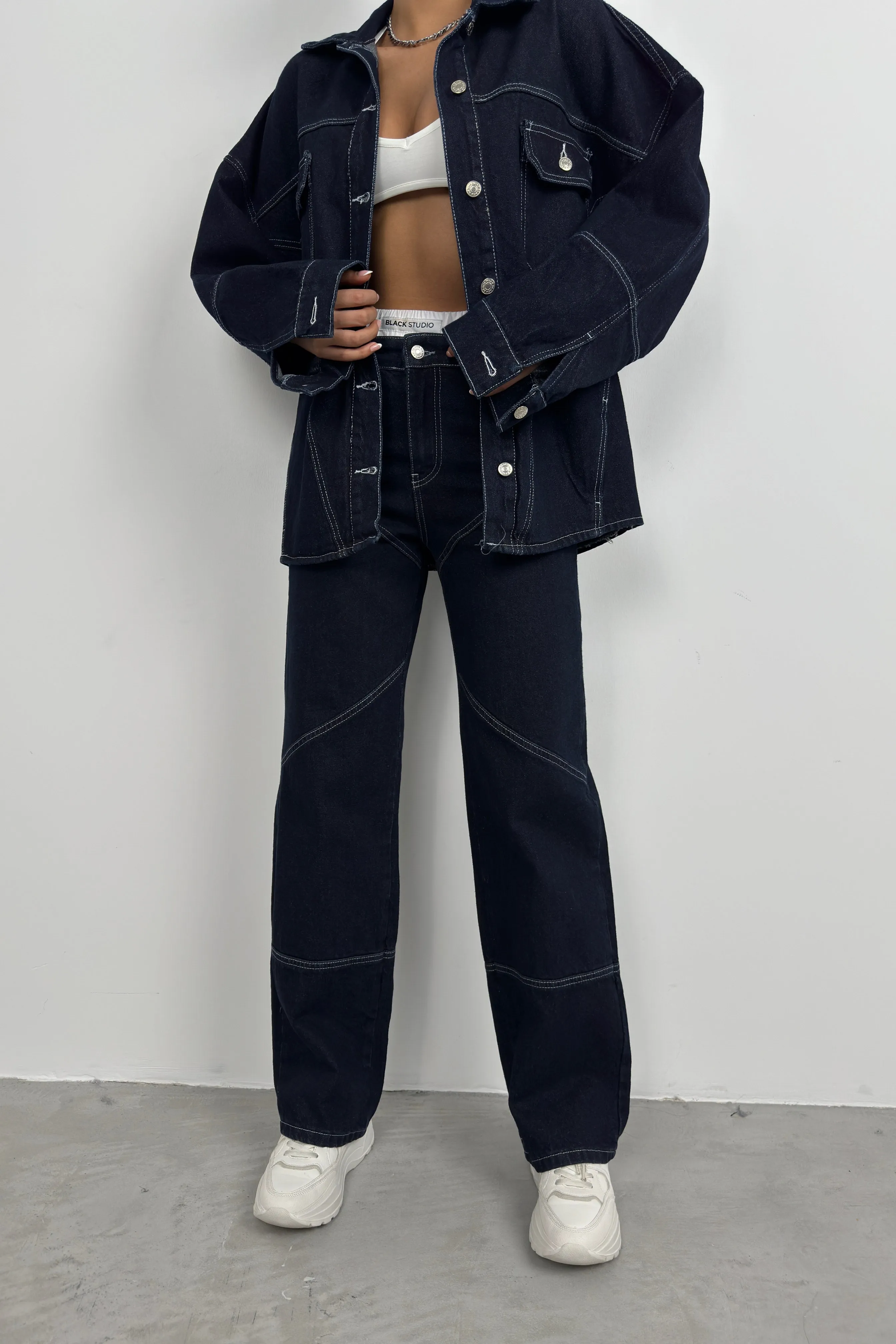 Stitch Detail Oversize Denim Jacket