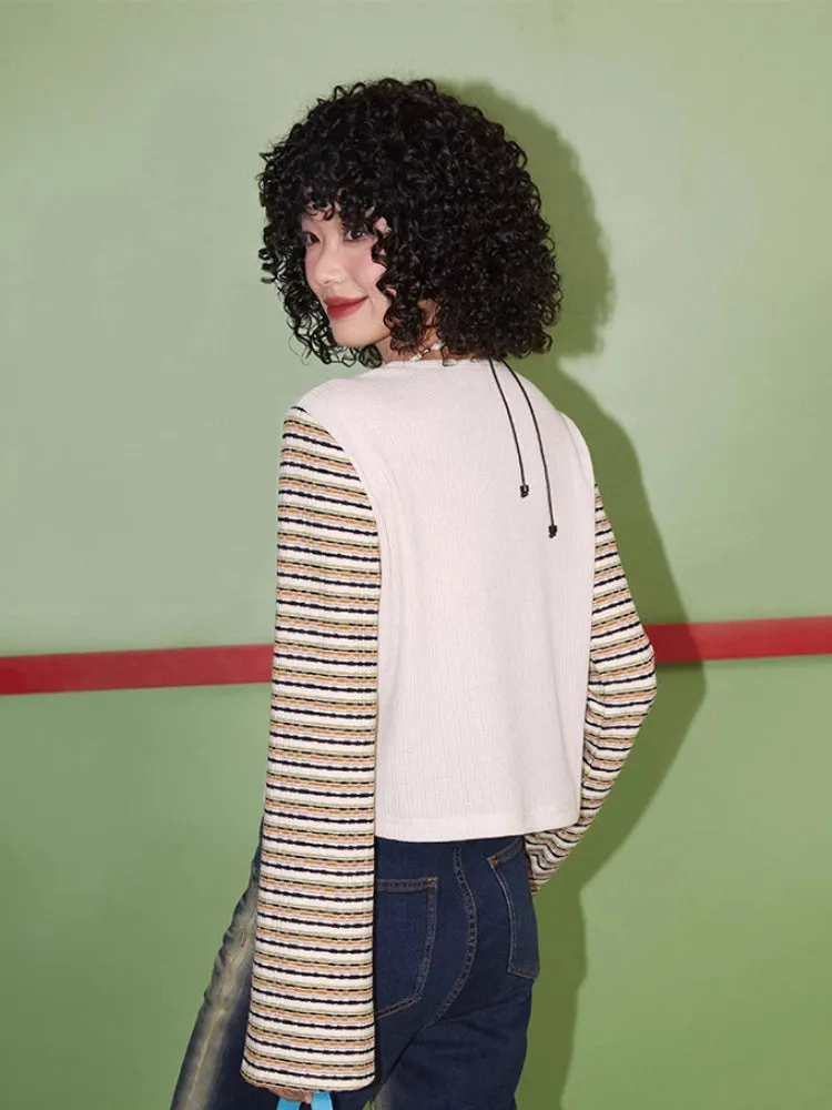 Striped print long sleeve T-shirt【s0000007411】
